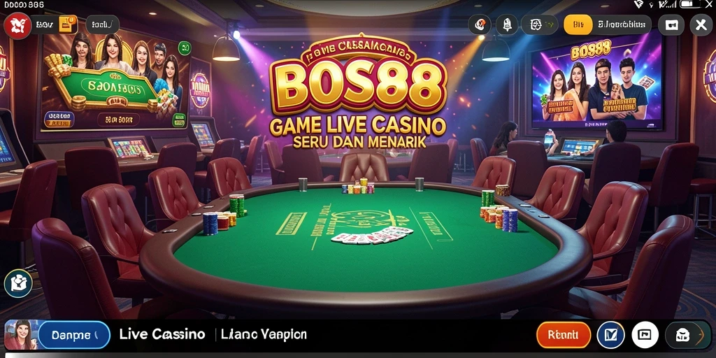 Screenshot gameplay <strong>BOS88</strong> menampilkan dealer langsung yang profesional.