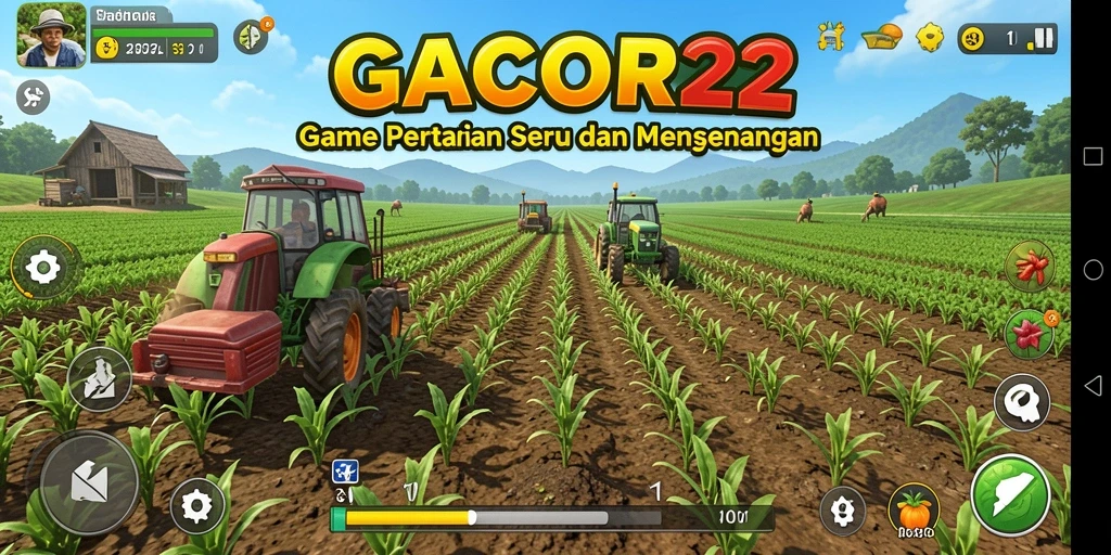 Screenshot dari gameplay GACOR22 yang menunjukkan lahan pertanian yang indah.
