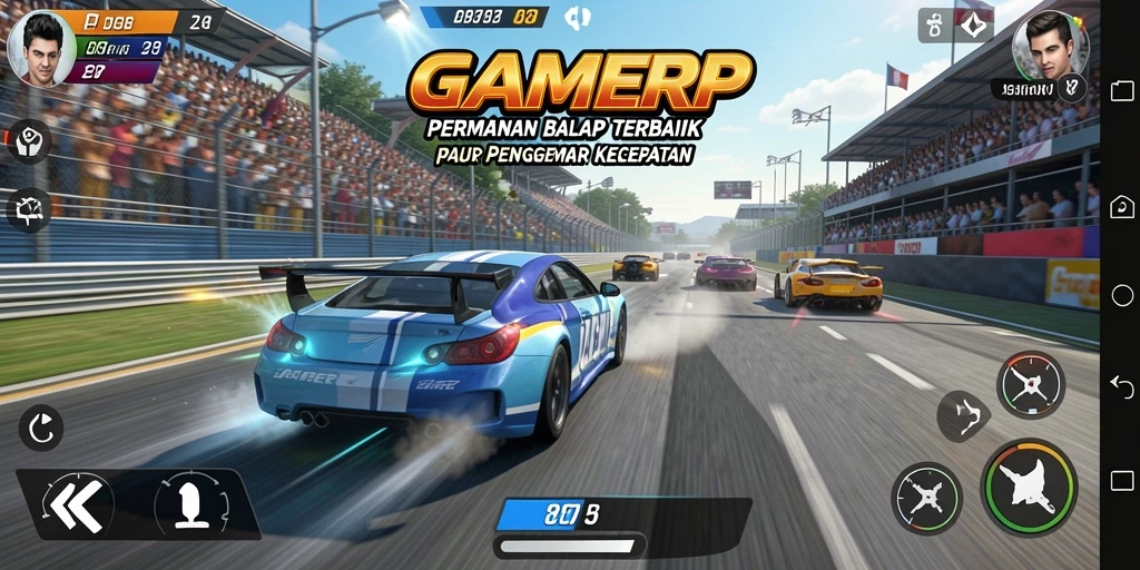 Tampilan gameplay yang mendebarkan di lintasan balap.