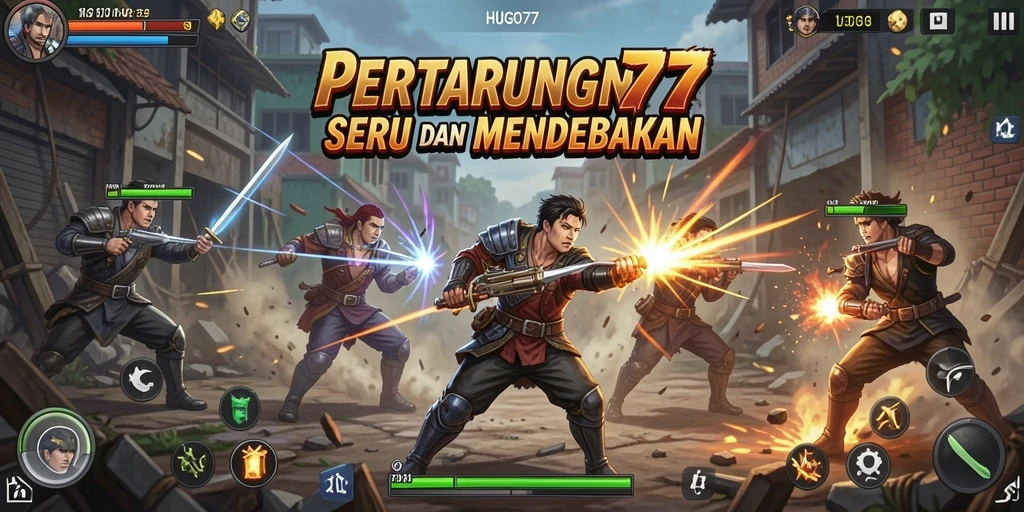 Tampilan menarik dari gameplay HUGO77 dengan pertarungan seru.