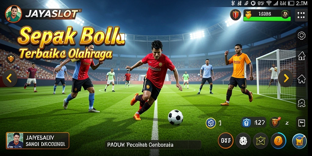 Tampilan gameplay JAYASLOT yang menegangkan dalam pertandingan sepak bola.