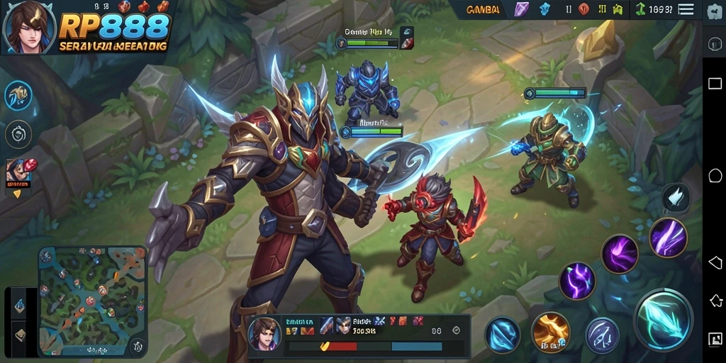 Screenshot menunjukkan momen epic pertarungan dalam game MOBA.