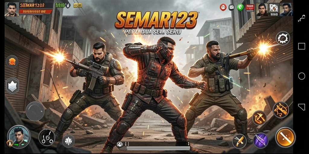 Tangkapan layar utama menunjukkan aksi seru dalam SEMAR123.