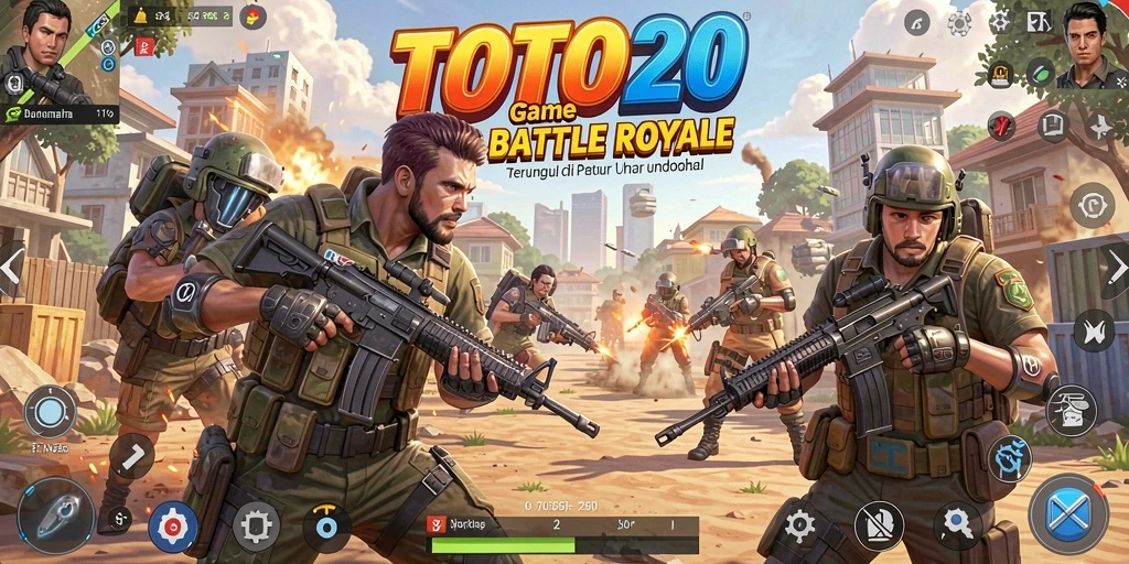 Screenshot tampilan gameplay seru di TOTO20 yang menampilkan pertarungan Battle Royale.