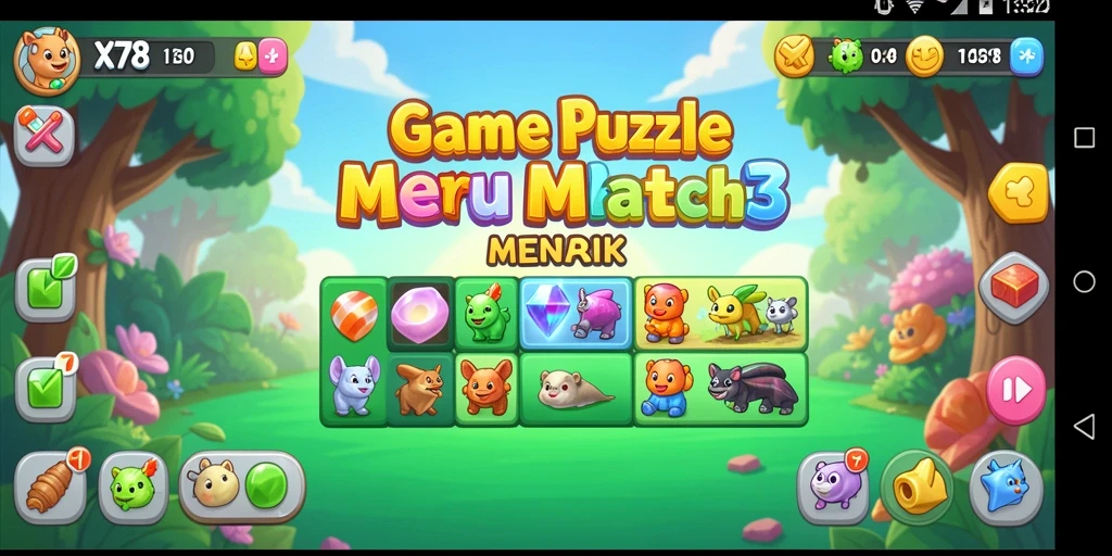 Tampilan gameplay seru di X78 dengan tantangan Match-3.